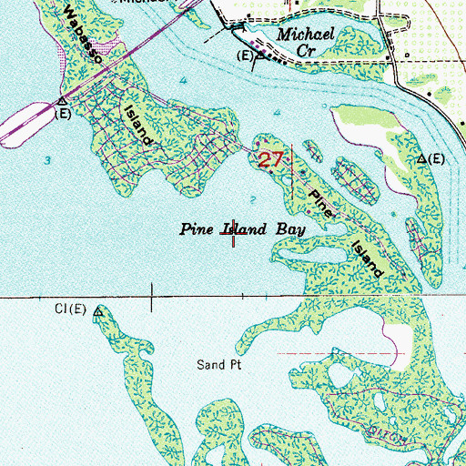 Topographic Map of Pine Island Bay, FL