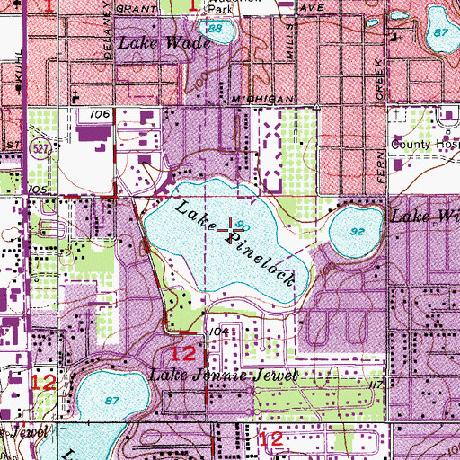 Topographic Map of Lake Pinelock, FL