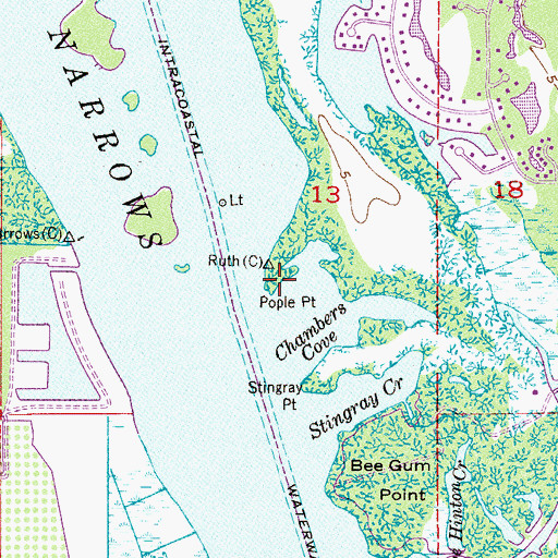 Topographic Map of Pople Point, FL