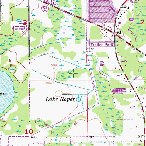 Topographic Map of Lake Roper, FL