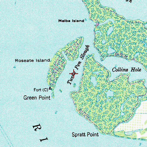 Topographic Map of Roseate Island, FL