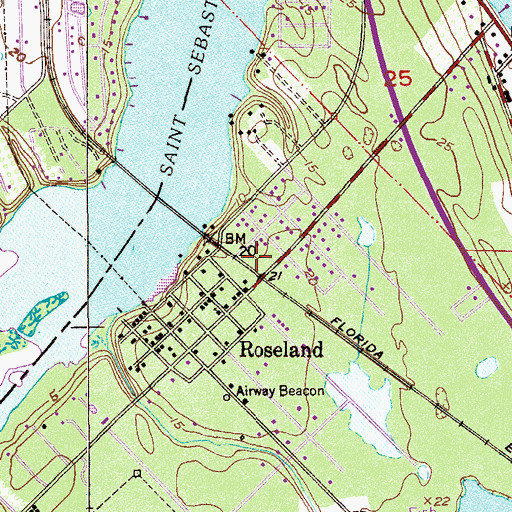 Topographic Map of Roseland, FL