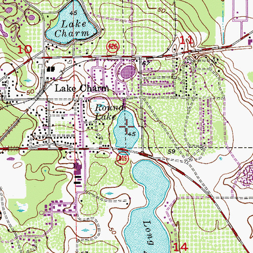 Topographic Map of Round Lake, FL