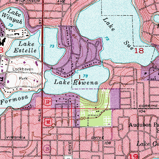Topographic Map of Lake Rowena, FL