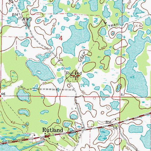 Topographic Map of Rutland Cemetery, FL