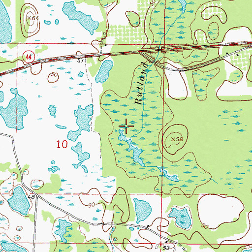 Topographic Map of Rutland Creek, FL