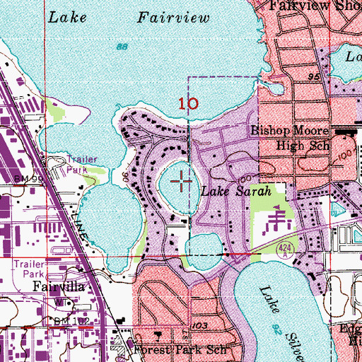 Topographic Map of Lake Sarah, FL