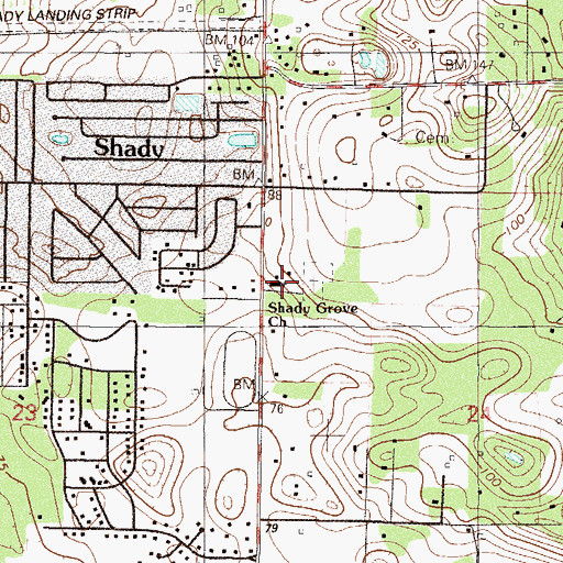 Topographic Map of Shady Grove Missionary Baptist Church, FL