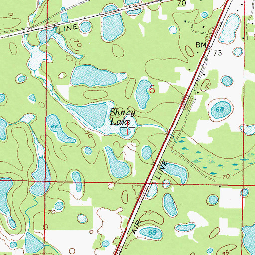 Topographic Map of Shaky Lake, FL