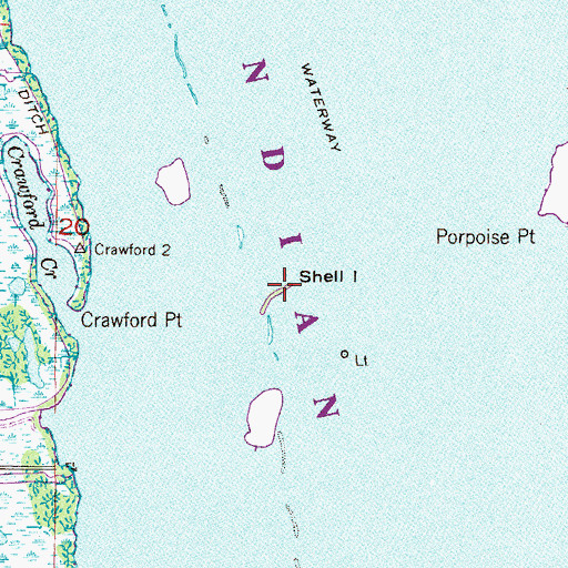 Topographic Map of Shell Island, FL