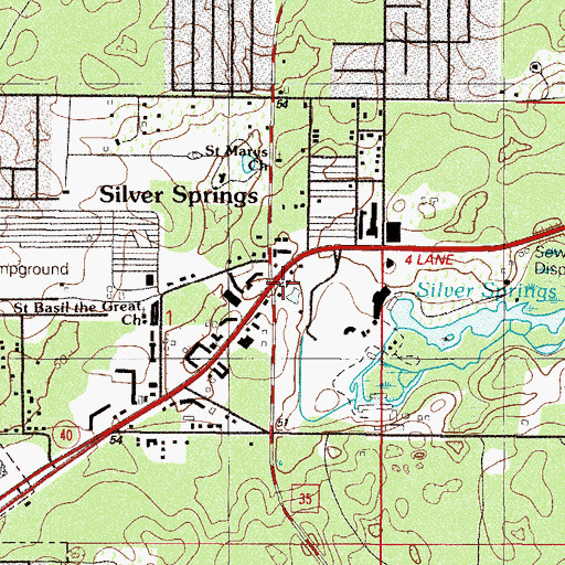 Topographic Map of Silver Springs, FL