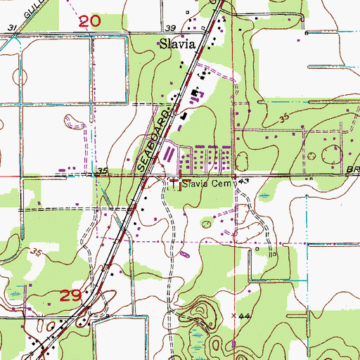 Topographic Map of Slavia Cemetery, FL