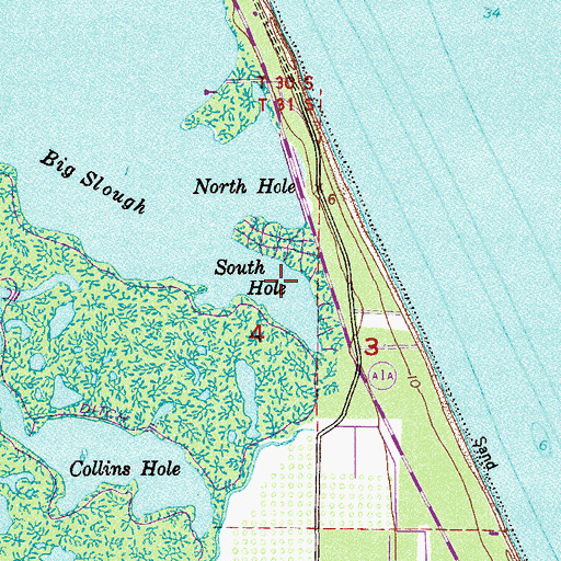 Topographic Map of South Hole, FL
