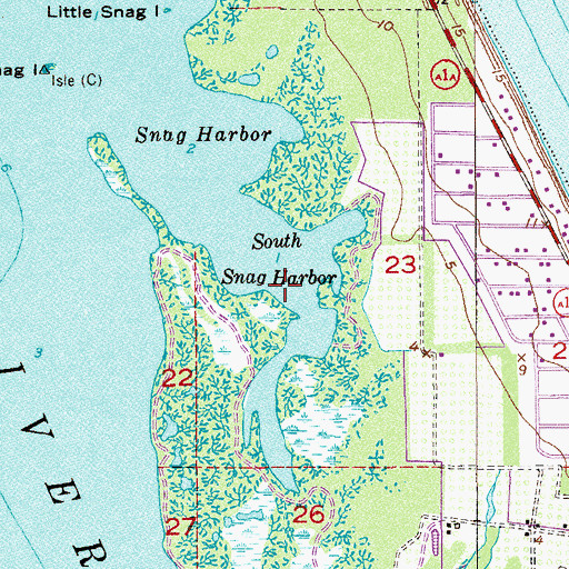 Topographic Map of South Snag Harbor, FL