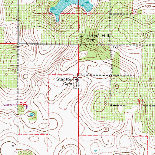 Topographic Map of Stanton Cemetery, FL