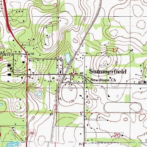 Topographic Map of Summerfield, FL