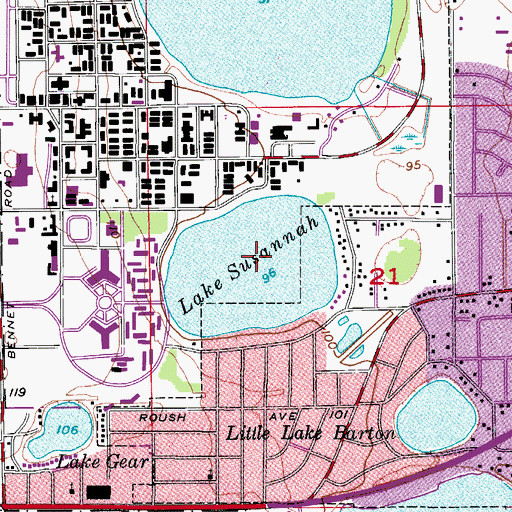 Topographic Map of Lake Susannah, FL