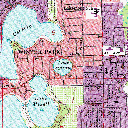 Topographic Map of Lake Sylvan, FL