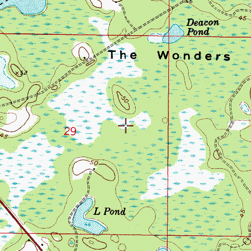 Topographic Map of The Wonders, FL