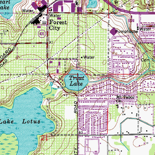 Topographic Map of Trout Lake, FL