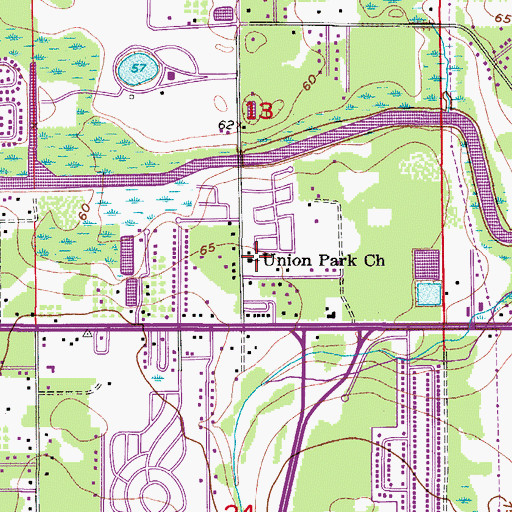 Topographic Map of Union Park Church, FL