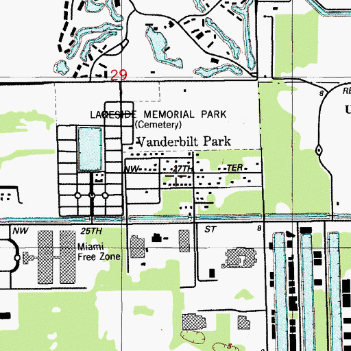 Topographic Map of Vanderbilt Park, FL
