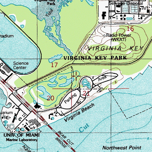 Topographic Map of Virginia Beach County Park, FL