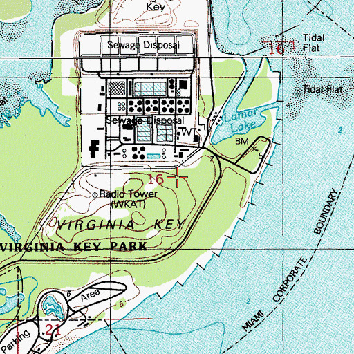 Topographic Map of Virginia Key, FL