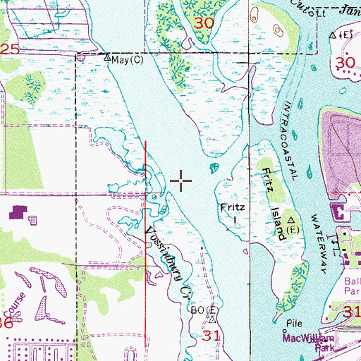Topographic Map of Vossinbury Creek, FL