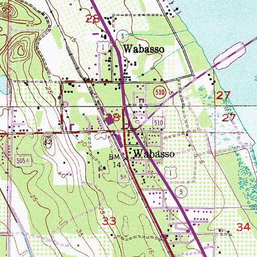 Topographic Map of Wabasso, FL
