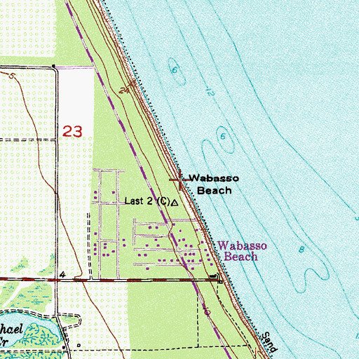 Topographic Map of Wabasso Beach, FL