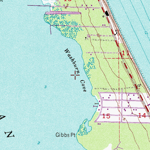 Topographic Map of Washburn Cove, FL
