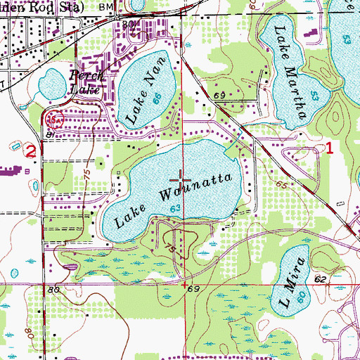 Topographic Map of Lake Waunatta, FL
