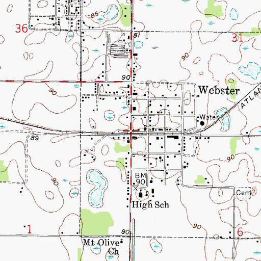 Topographic Map of Webster, FL