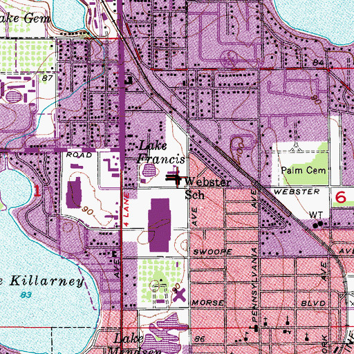 Topographic Map of Webster School, FL