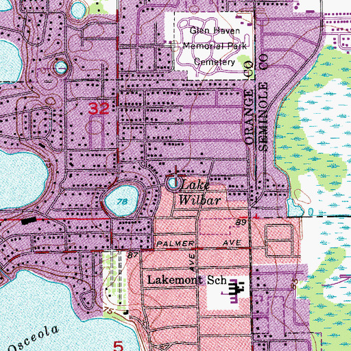 Topographic Map of Lake Wilbar, FL