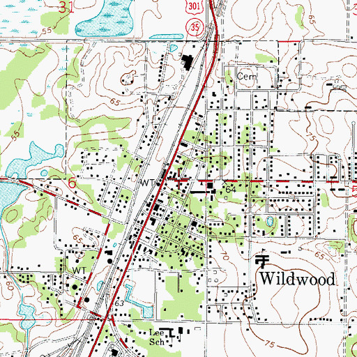 Topographic Map of Wildwood, FL