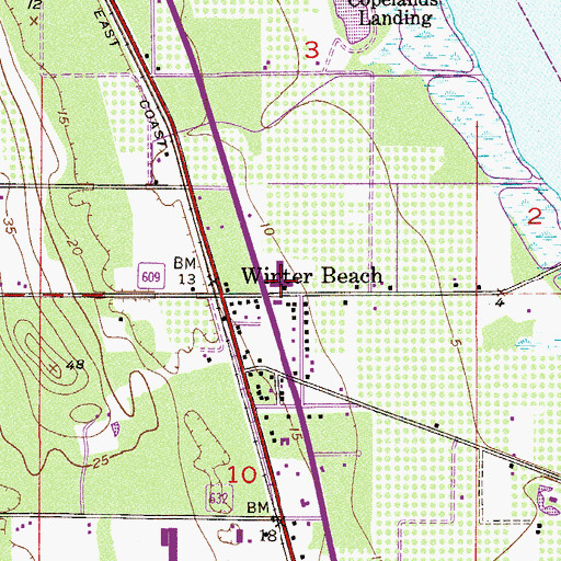 Topographic Map of Winter Beach, FL