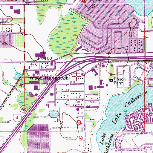Topographic Map of Wood Haven Church, FL