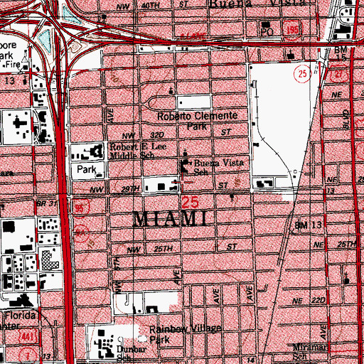 Topographic Map of Eugenio Maria De Hostos Neighborhood Service Center, FL