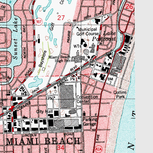 Topographic Map of 21st Street Recreation Center, FL