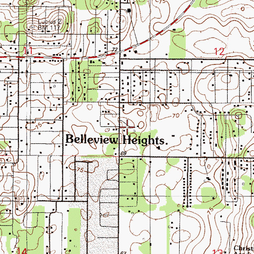 Topographic Map of Belleview Heights, FL