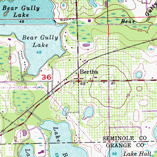 Topographic Map of Bertha, FL