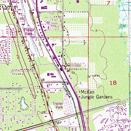 Topographic Map of Nevins, FL