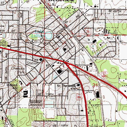 Topographic Map of Belleview Square, FL