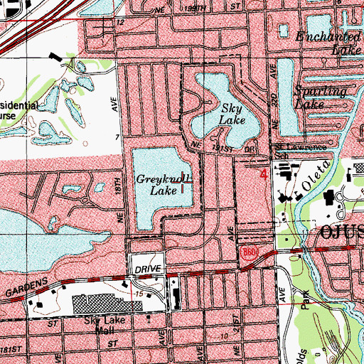 Topographic Map of Shores Center, FL