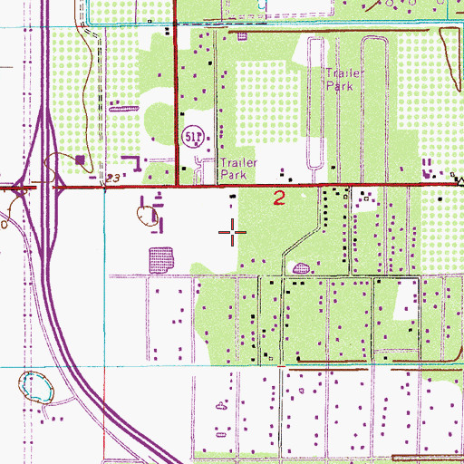 Topographic Map of Ridgewood Mall, FL