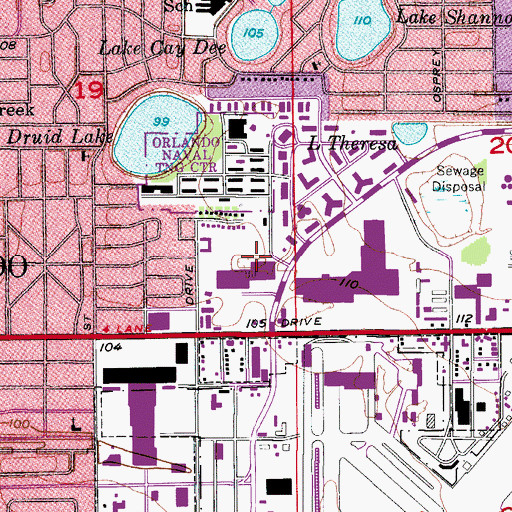 Topographic Map of Florida Center Mall, FL