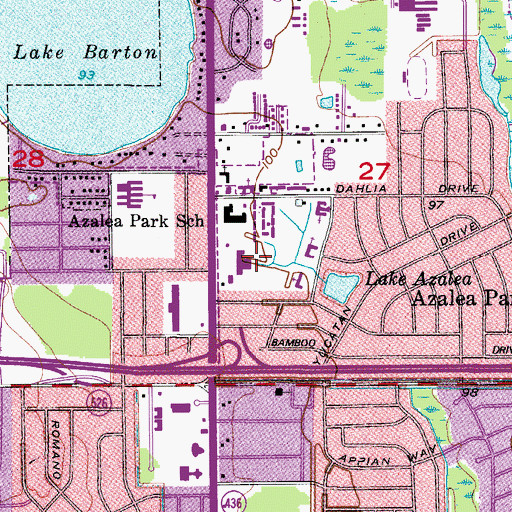 Topographic Map of Crystal Lake Shopping Center, FL