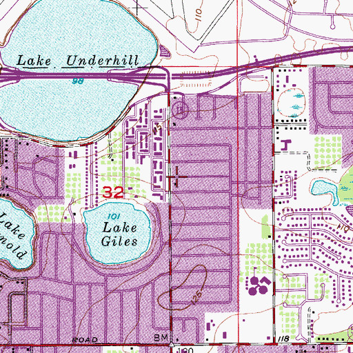 Topographic Map of Lake Conway Woods Shopping Center, FL
